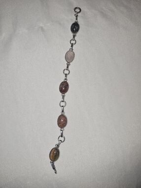 Multi-Stone Silver Scarab Bracelet